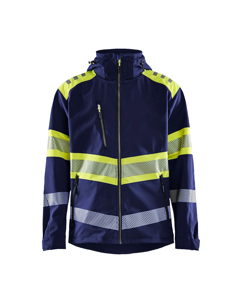 Blåkläder softshell jakk kapuutsiga Hi-Vis kl.1 tumesinine/neoonkollane