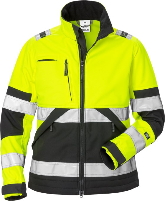 Fristads Hi-Vis naiste softshell 4183 WYH kl2, kollane/must