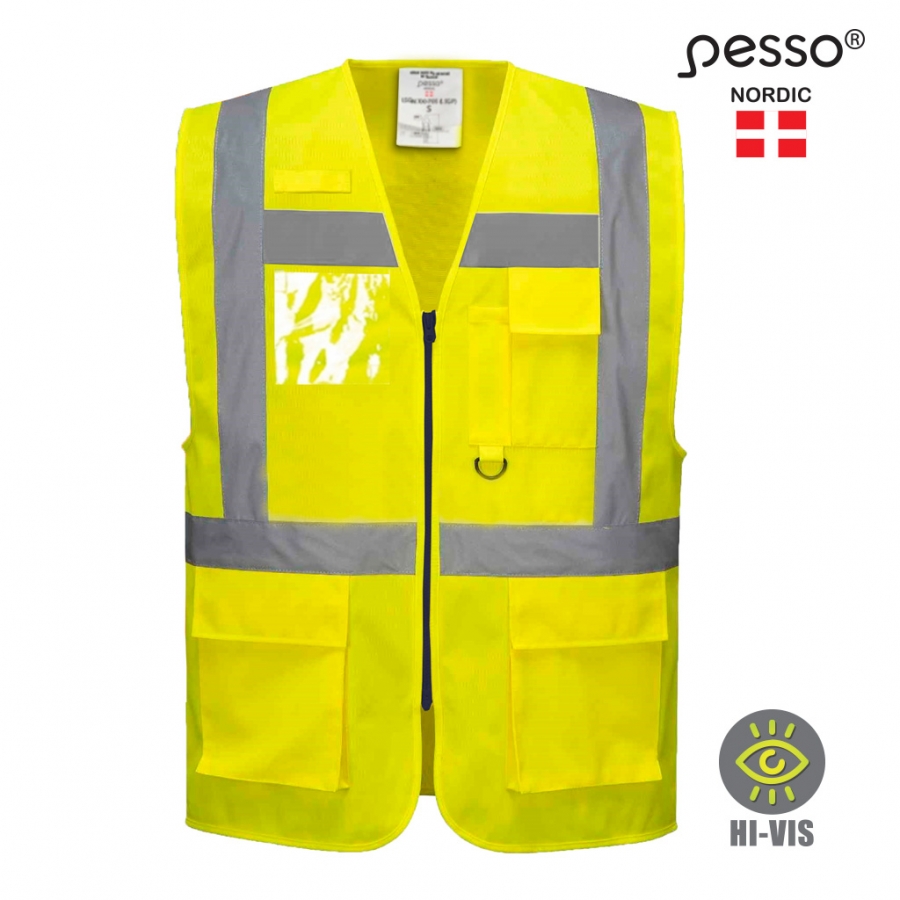 Pesso helkurvest taskute ja lukuga kl.2, kollane
