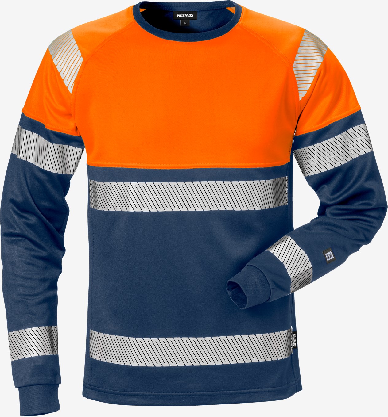 Fristads STIBY HI-VIS pikkade käistega T-särk kl.1 7519 THV tumesinine/oranž