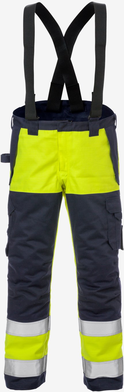 Fristads FLAME 2588 FLAM Multinorm Hi-Vis talvepüksid traksidega kl2 kollane/tumesinine